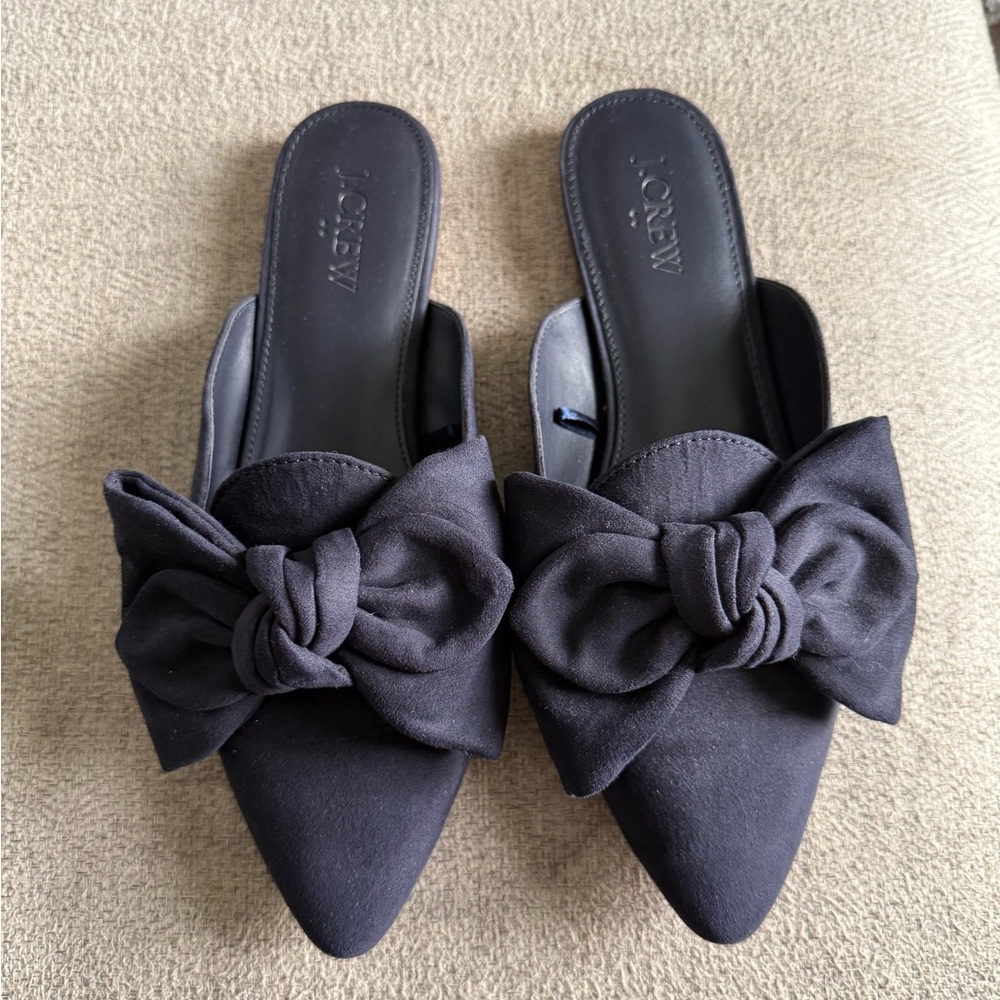 J. Crew Women's Navy Blue Bow Flats - Picture 2 of 4